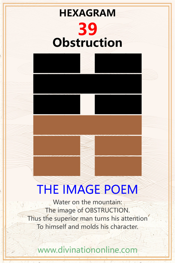 IChing Hexagram Meanings:Hexagram 39 – Obstruction explained