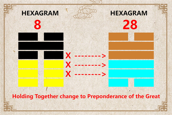 I Ching hexagram 8 to 28 meaning and explained